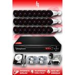 BAYICAM 24 Kameralı Uzay 24 Dış Kamera Set 2 TB HDD Full HD Gece Görüşlü Güvenlik Kamerası Sistemi