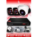 BAYICAM 3 Kameralı Panda 1 İç Kamera Set 1 TB HDD Full HD Gece Görüşlü Güvenlik Kamerası Sistemi