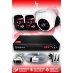 BAYICAM 3 Kameralı Panda 1 İç Kamera Set HDD'siz Full HD Gece Görüşlü Güvenlik Kamerası Sistemi