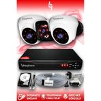 BAYICAM 3 Kameralı Panda 2 İç Kamera Set 500 GB HDD Full HD Gece Görüşlü Güvenlik Kamerası Sistemi