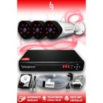 BAYICAM 3 Kameralı Uzay 3 Dış Kamera Set 2 TB HDD Full HD Gece Görüşlü Güvenlik Kamerası Sistemi