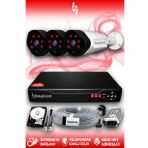BAYICAM 3 Kameralı Uzay 3 Dış Kamera Set 250 GB HDD Full HD Gece Görüşlü Güvenlik Kamerası Sistemi