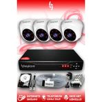 BAYICAM 4 Kameralı Dome 4 İç Kamera Set 2 TB HDD Full HD Gece Görüşlü Güvenlik Kamerası Sistemi