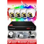 BAYICAM 4 Kameralı Dome 4 İç Kamera Set 2 TB HDD Full HD Renkli Gece Görüşlü Güvenlik Kamerası Sistemi
