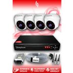 BAYICAM 4 Kameralı Dome 4 İç Kamera Set HDD'siz Full HD Gece Görüşlü Güvenlik Kamerası Sistemi