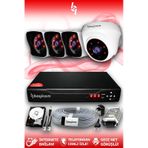 BAYICAM 4 Kameralı Kare 1 İç Kamera Set 500 GB HDD Full HD Gece Görüşlü Güvenlik Kamerası Sistemi