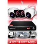 BAYICAM 4 Kameralı Kare 2 İç Kamera Set 1 TB HDD Full HD Gece Görüşlü Güvenlik Kamerası Sistemi
