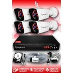 BAYICAM 4 Kameralı Kare 4 Dış Kamera Set 2 TB HDD Full HD Gece Görüşlü Güvenlik Kamerası Sistemi