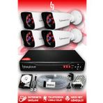 BAYICAM 4 Kameralı Kare 4 Dış Kamera Set 500 GB HDD Full HD Gece Görüşlü Güvenlik Kamerası Sistemi