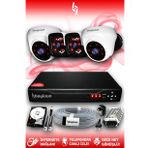 BAYICAM 4 Kameralı Panda 1 İç Kamera Set 2 TB HDD Full HD Gece Görüşlü Güvenlik Kamerası Sistemi