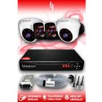 BAYICAM 4 Kameralı Panda 2 İç Kamera Set HDD'siz Full HD Gece Görüşlü Güvenlik Kamerası Sistemi