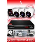 BAYICAM 4 Kameralı Panda 3 İç Kamera Set 2 TB HDD Full HD Gece Görüşlü Güvenlik Kamerası Sistemi