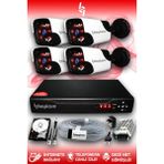 BAYICAM 4 Kameralı Panda 4 Dış Kamera Set 2 TB HDD Full HD Gece Görüşlü Güvenlik Kamerası Sistemi