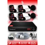 BAYICAM 4 Kameralı Panda 4 Dış Kamera Set HDD'siz Full HD Gece Görüşlü Güvenlik Kamerası Sistemi