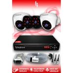 BAYICAM 4 Kameralı Uzay 2 İç Kamera Set HDD'siz Full HD Gece Görüşlü Güvenlik Kamerası Sistemi