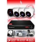 BAYICAM 4 Kameralı Uzay 3 İç Kamera Set 2 TB HDD Full HD Gece Görüşlü Güvenlik Kamerası Sistemi