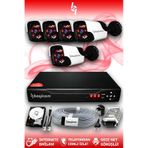 BAYICAM 5 Kameralı Panda 5 Dış Kamera Set 2 TB HDD Full HD Gece Görüşlü Güvenlik Kamerası Sistemi