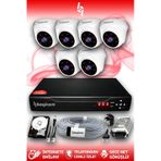BAYICAM 6 Kameralı Dome 6 İç Kamera Set 100 GB HDD Full HD Gece Görüşlü Güvenlik Kamerası Sistemi