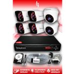 BAYICAM 6 Kameralı Kare 2 İç Kamera Set 100 GB HDD Full HD Gece Görüşlü Güvenlik Kamerası Sistemi