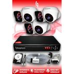 BAYICAM 6 Kameralı Kare 3 İç Kamera Set 1 TB HDD Full HD Gece Görüşlü Güvenlik Kamerası Sistemi
