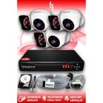 BAYICAM 6 Kameralı Kare 3 İç Kamera Set 2 TB HDD Full HD Gece Görüşlü Güvenlik Kamerası Sistemi