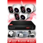 BAYICAM 6 Kameralı Kare 3 İç Kamera Set 320 GB HDD Full HD Gece Görüşlü Güvenlik Kamerası Sistemi