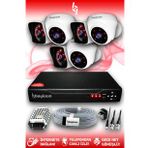 BAYICAM 6 Kameralı Kare 3 İç Kamera Set HDD'siz Full HD Gece Görüşlü Güvenlik Kamerası Sistemi