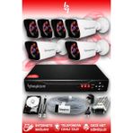 BAYICAM 6 Kameralı Kare 6 Dış Kamera Set 1 TB HDD Full HD Gece Görüşlü Güvenlik Kamerası Sistemi