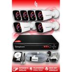 BAYICAM 6 Kameralı Kare 6 Dış Kamera Set 320 GB HDD Full HD Gece Görüşlü Güvenlik Kamerası Sistemi