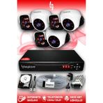 BAYICAM 6 Kameralı Panda 3 İç Kamera Set 250 GB HDD Full HD Gece Görüşlü Güvenlik Kamerası Sistemi
