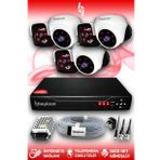 BAYICAM 6 Kameralı Panda 3 İç Kamera Set HDD'siz Full HD Gece Görüşlü Güvenlik Kamerası Sistemi