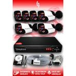 BAYICAM 6 Kameralı Panda 6 Dış Kamera Set 250 GB HDD Full HD Gece Görüşlü Güvenlik Kamerası Sistemi