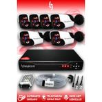 BAYICAM 6 Kameralı Panda 6 Dış Kamera Set HDD'siz Full HD Gece Görüşlü Güvenlik Kamerası Sistemi