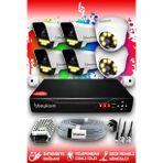 Bayicam 6 Kameralı Süper 2 İç Kamera Set HDD'siz 5 MP 2K Net Renkli Gece Görüşlü Güvenlik Kamerası Sistemi