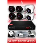 BAYICAM 6 Kameralı Uzay 2 İç Kamera Set 2 TB HDD Full HD Gece Görüşlü Güvenlik Kamerası Sistemi