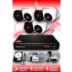 BAYICAM 6 Kameralı Uzay 3 İç Kamera Set 250 GB HDD Full HD Gece Görüşlü Güvenlik Kamerası Sistemi