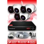 BAYICAM 6 Kameralı Uzay 3 İç Kamera Set HDD'siz Full HD Gece Görüşlü Güvenlik Kamerası Sistemi