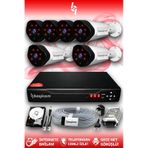 BAYICAM 6 Kameralı Uzay 6 Dış Kamera Set 250 GB HDD Full HD Gece Görüşlü Güvenlik Kamerası Sistemi