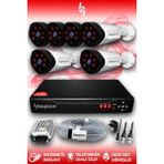 BAYICAM 6 Kameralı Uzay 6 Dış Kamera Set HDD'siz Full HD Gece Görüşlü Güvenlik Kamerası Sistemi