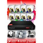 BAYICAM 8 Kameralı Dome 8 İç Kamera Set 100 GB HDD Full HD Renkli Gece Görüşlü Güvenlik Kamerası Sistemi