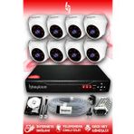 BAYICAM 8 Kameralı Dome 8 İç Kamera Set 2 TB HDD Full HD Gece Görüşlü Güvenlik Kamerası Sistemi