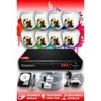 BAYICAM 8 Kameralı Dome 8 İç Kamera Set 2 TB HDD Full HD Renkli Gece Görüşlü Güvenlik Kamerası Sistemi