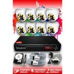 BAYICAM 8 Kameralı Dome 8 İç Kamera Set 500 GB HDD Full HD Renkli Gece Görüşlü Güvenlik Kamerası Sistemi