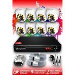BAYICAM 8 Kameralı Dome 8 İç Kamera Set HDD'siz Full HD Renkli Gece Görüşlü Güvenlik Kamerası Sistemi