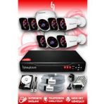 BAYICAM 8 Kameralı Kare 2 İç Kamera Set 2 TB HDD Full HD Gece Görüşlü Güvenlik Kamerası Sistemi