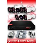 BAYICAM 8 Kameralı Kare 2 İç Kamera Set HDD'siz Full HD Gece Görüşlü Güvenlik Kamerası Sistemi