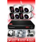 BAYICAM 8 Kameralı Kare 4 İç Kamera Set 250 GB HDD Full HD Gece Görüşlü Güvenlik Kamerası Sistemi