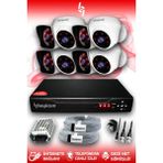 BAYICAM 8 Kameralı Kare 4 İç Kamera Set HDD'siz Full HD Gece Görüşlü Güvenlik Kamerası Sistemi