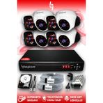 BAYICAM 8 Kameralı Panda 4 İç Kamera Set 2 TB HDD Full HD Gece Görüşlü Güvenlik Kamerası Sistemi