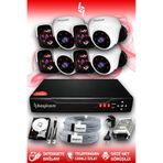 BAYICAM 8 Kameralı Panda 4 İç Kamera Set 500 GB HDD Full HD Gece Görüşlü Güvenlik Kamerası Sistemi